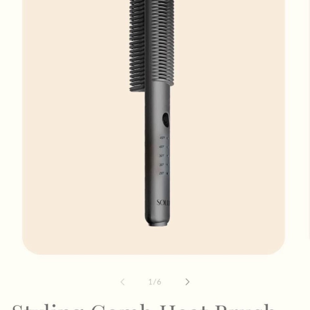 Solia Gray Styling Comb Heat Brush